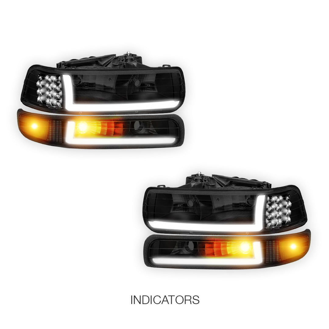 Chevrolet Tahoe LS / LT (2000 - 2006) LED DRL Bar Headlights LH + RH