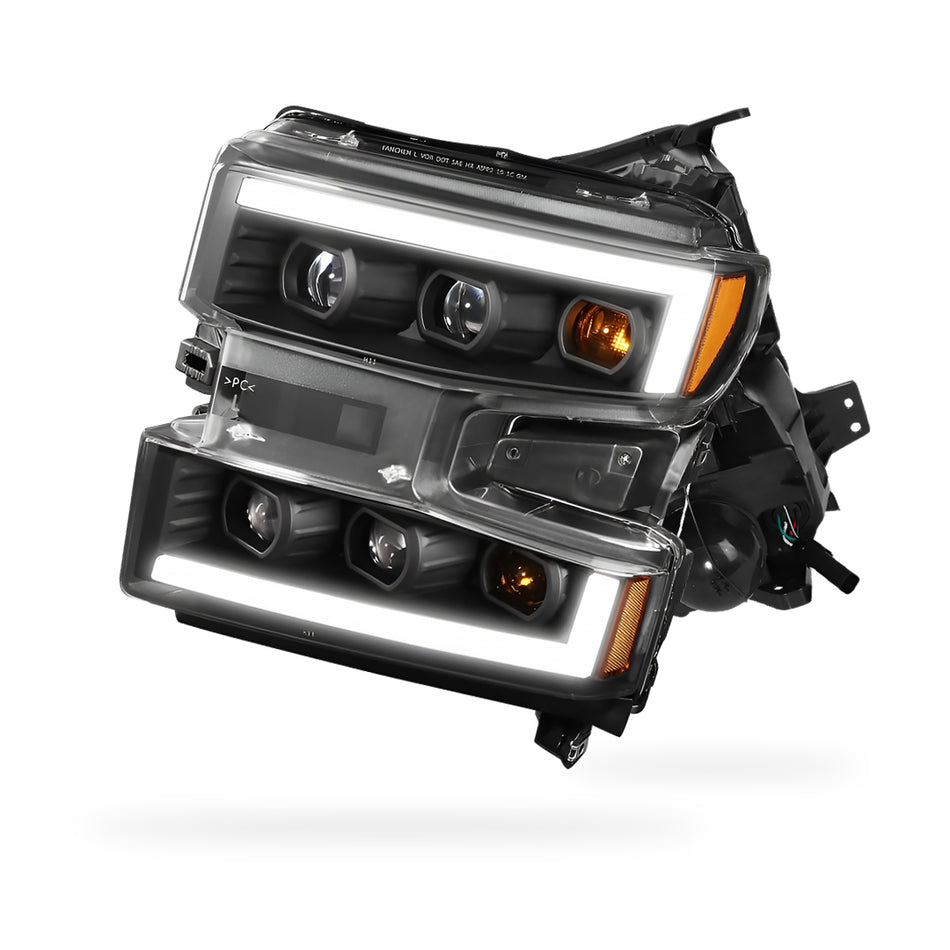 Chevrolet Silverado 1500 LTD Custom / Custom Trail Boss / WT (2022) L-LED DRL Replacement Headlights LH + RH