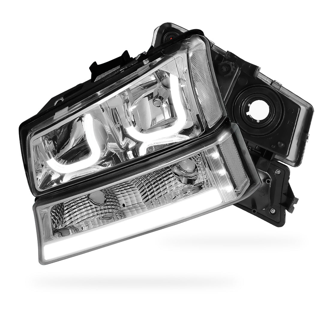 Chevrolet Avalanche 1500 LS / LT (2003 - 2006) J-Halo LED DRL Headlights LH + RH