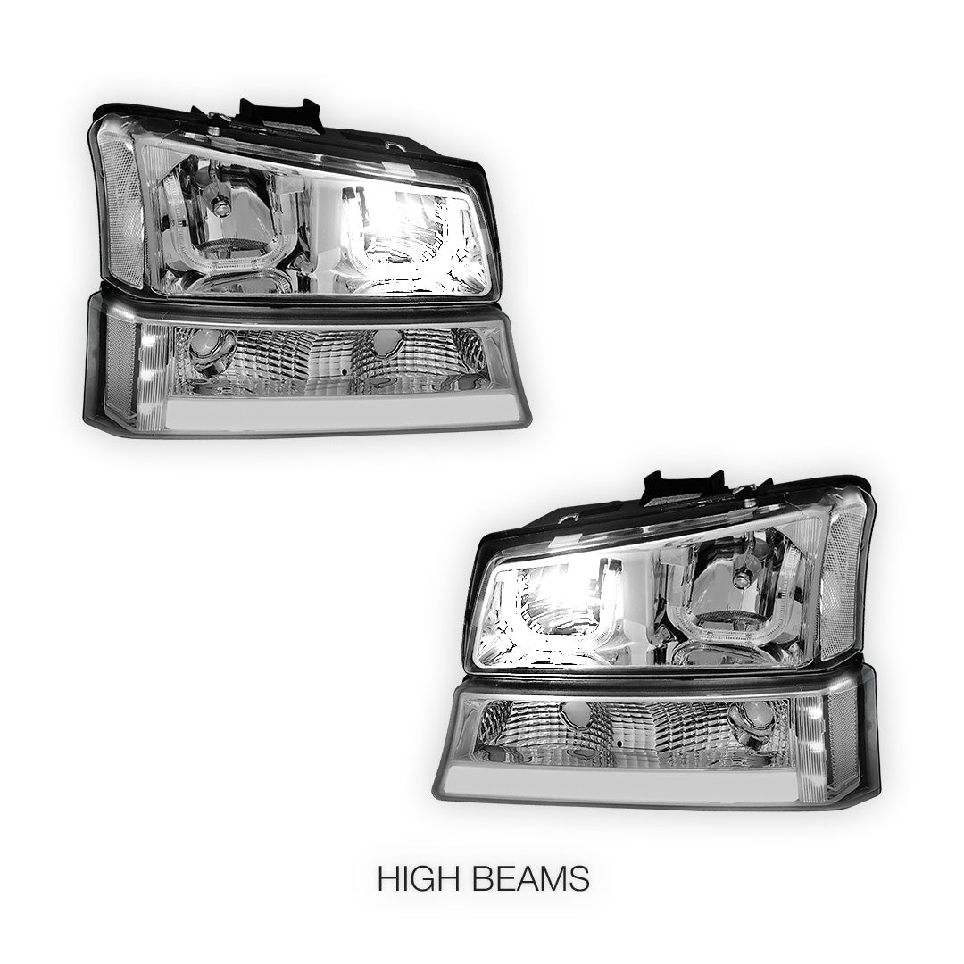 Chevrolet Avalanche 1500 LS / LT (2003 - 2006) J-Halo LED DRL Headlights LH + RH