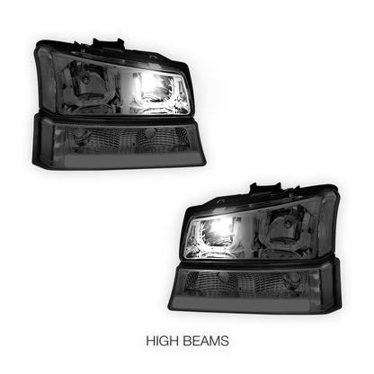Chevrolet Avalanche 1500 LS / LT (2003 - 2006) J-Halo LED DRL Headlights LH + RH