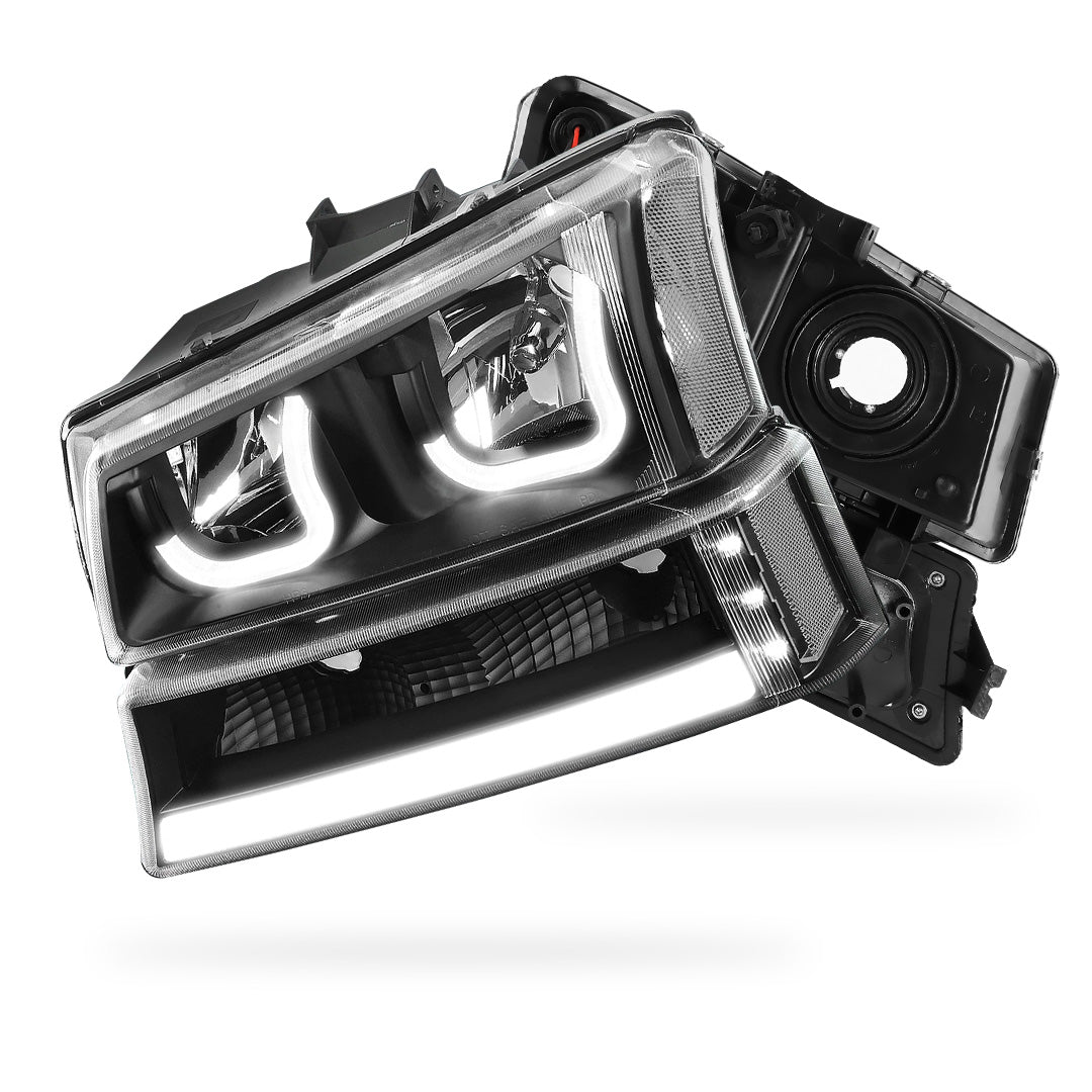 Chevrolet Silverado 1500 LS / LT / SS (2003 - 2006) J-Halo LED DRL Headlights LH + RH