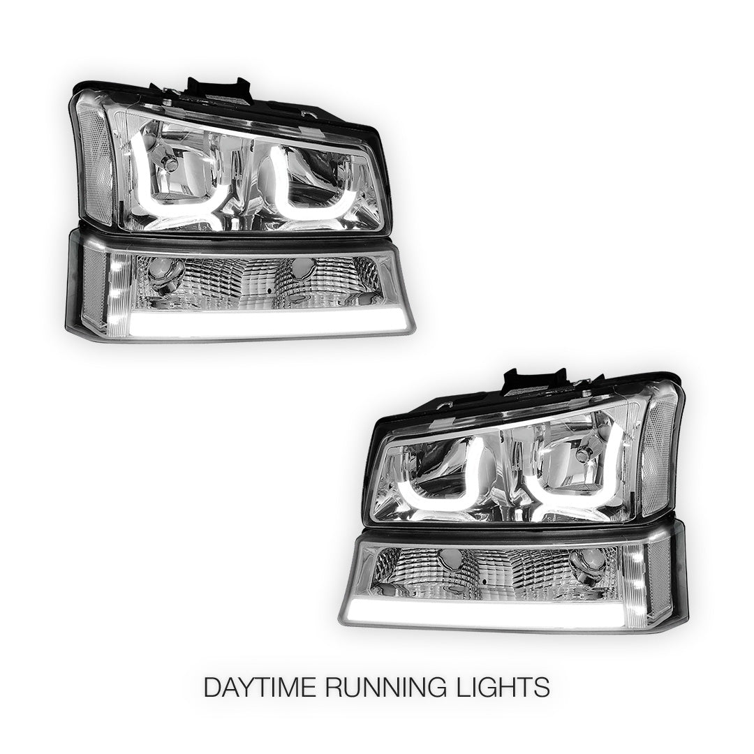 Chevrolet Silverado 1500 LS / LT / SS (2003 - 2006) J-Halo LED DRL Headlights LH + RH