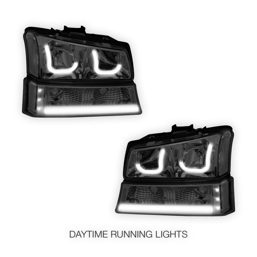 Chevrolet Silverado 1500 LS / LT / SS (2003 - 2006) J-Halo LED DRL Headlights LH + RH