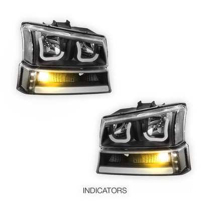 Chevrolet Silverado 3500 LS / LT (2003 - 2006) J-Halo LED DRL Headlights LH + RH