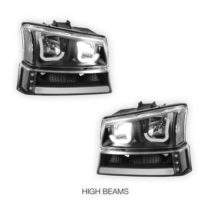 Chevrolet Silverado 3500 LS / LT (2003 - 2006) J-Halo LED DRL Headlights LH + RH