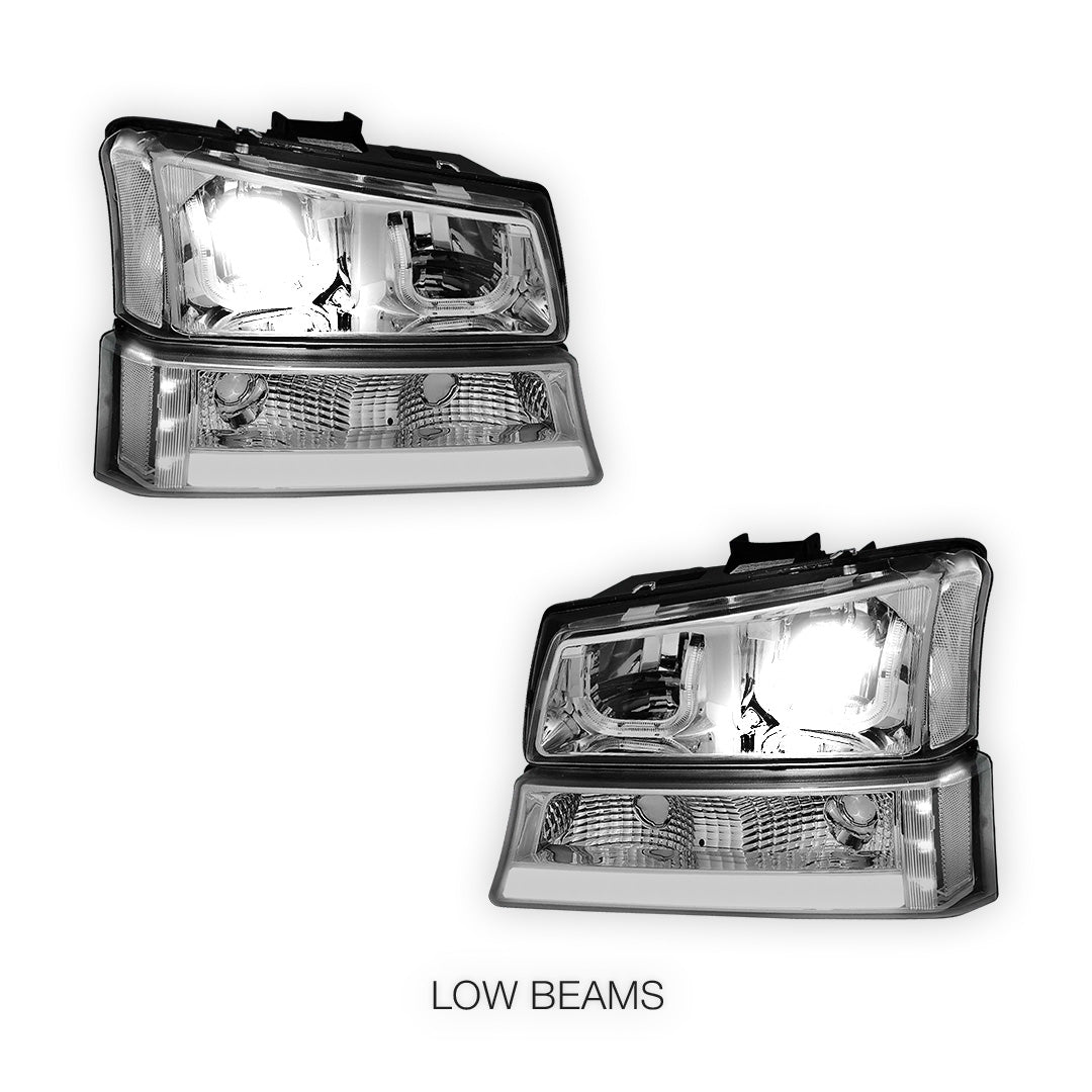 Chevrolet Silverado 3500 LS / LT (2003 - 2006) J-Halo LED DRL Headlights LH + RH