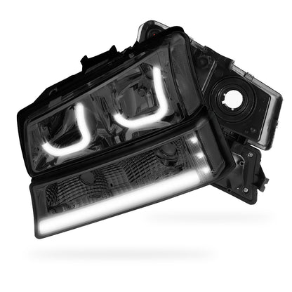 Chevrolet Silverado 3500 LS / LT (2003 - 2006) J-Halo LED DRL Headlights LH + RH