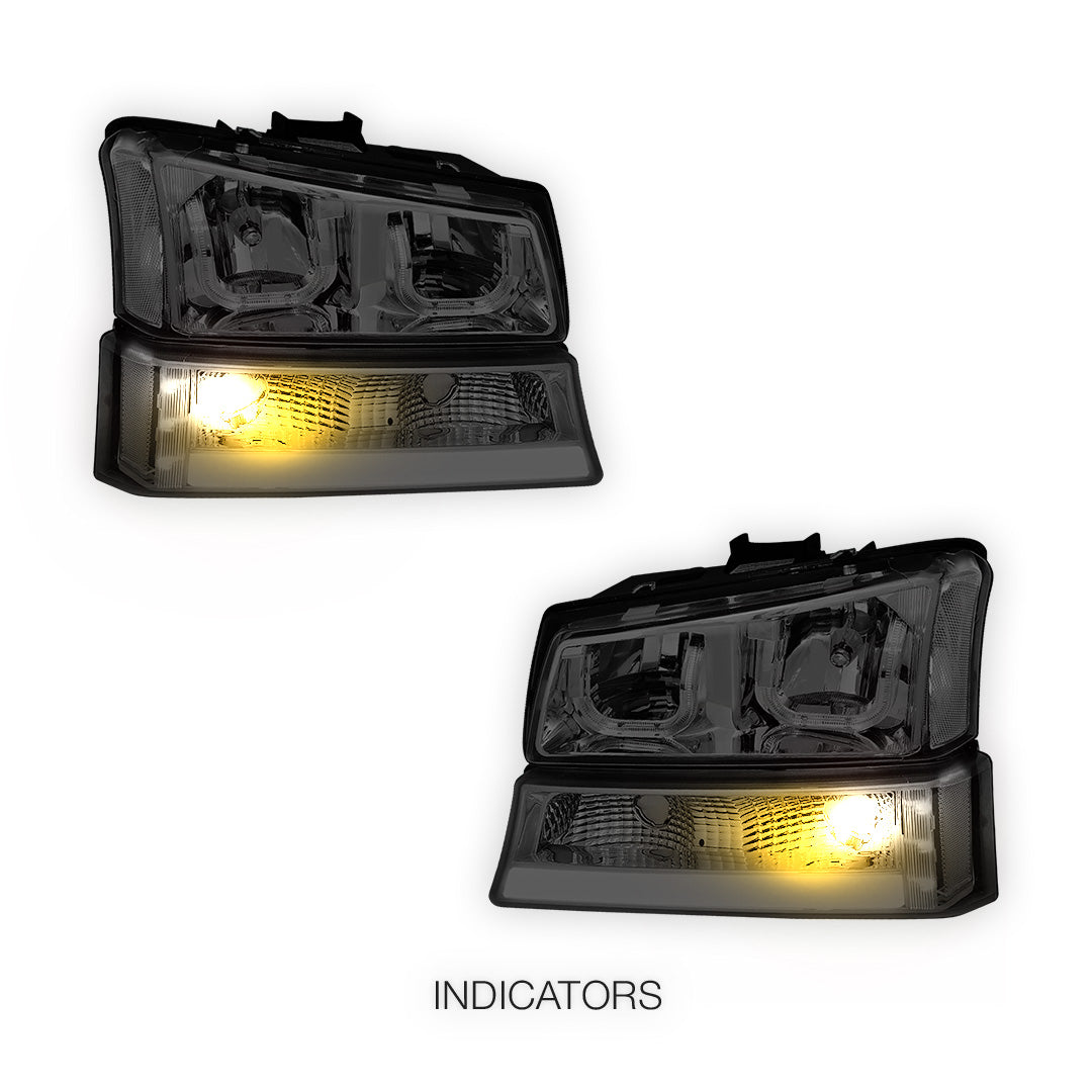 Chevrolet Silverado 3500 LS / LT (2003 - 2006) J-Halo LED DRL Headlights LH + RH