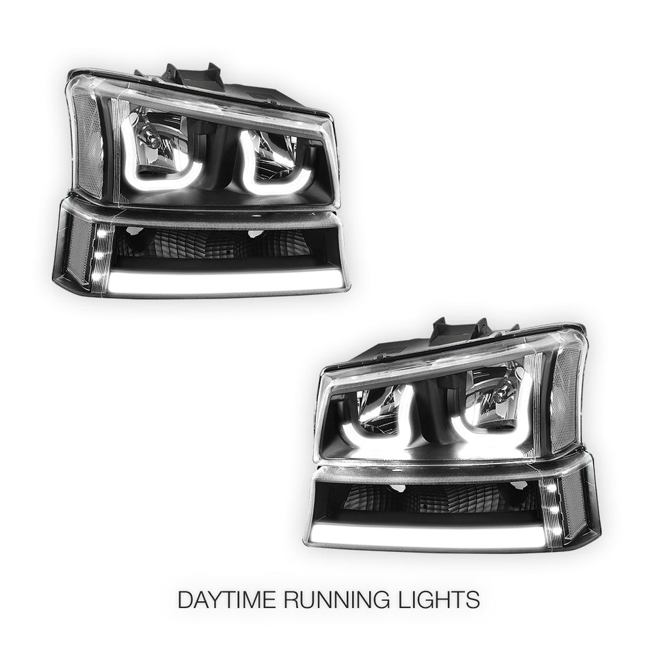 Chevrolet Silverado 1500 HD LS / LT (2003 - 2006) J-Halo LED DRL Headlights LH + RH