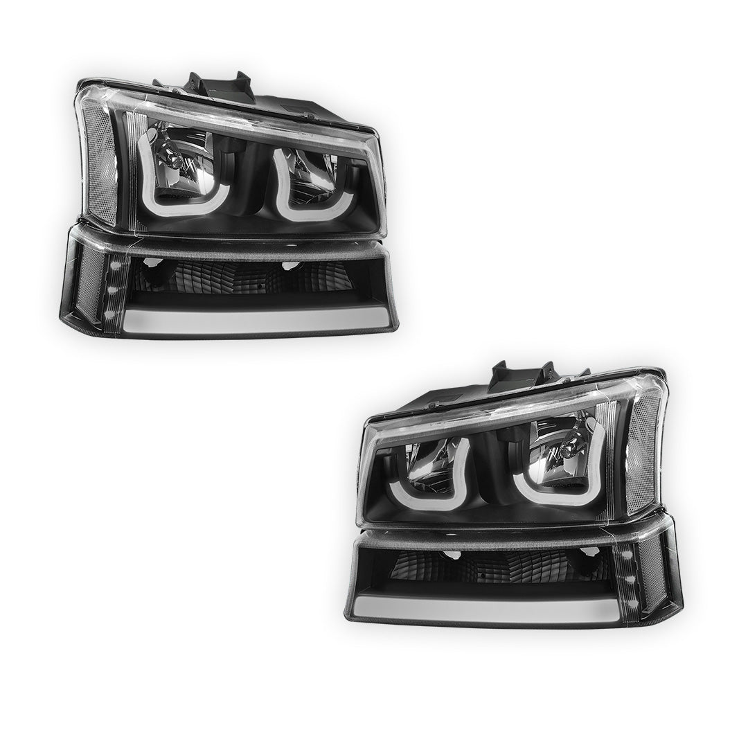 Chevrolet Silverado 1500 HD LS / LT (2003 - 2006) J-Halo LED DRL Headlights LH + RH