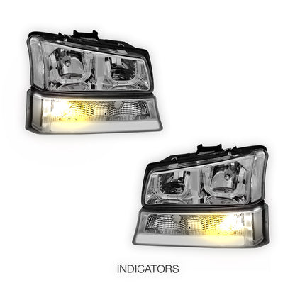 Chevrolet Silverado 1500 HD LS / LT (2003 - 2006) J-Halo LED DRL Headlights LH + RH