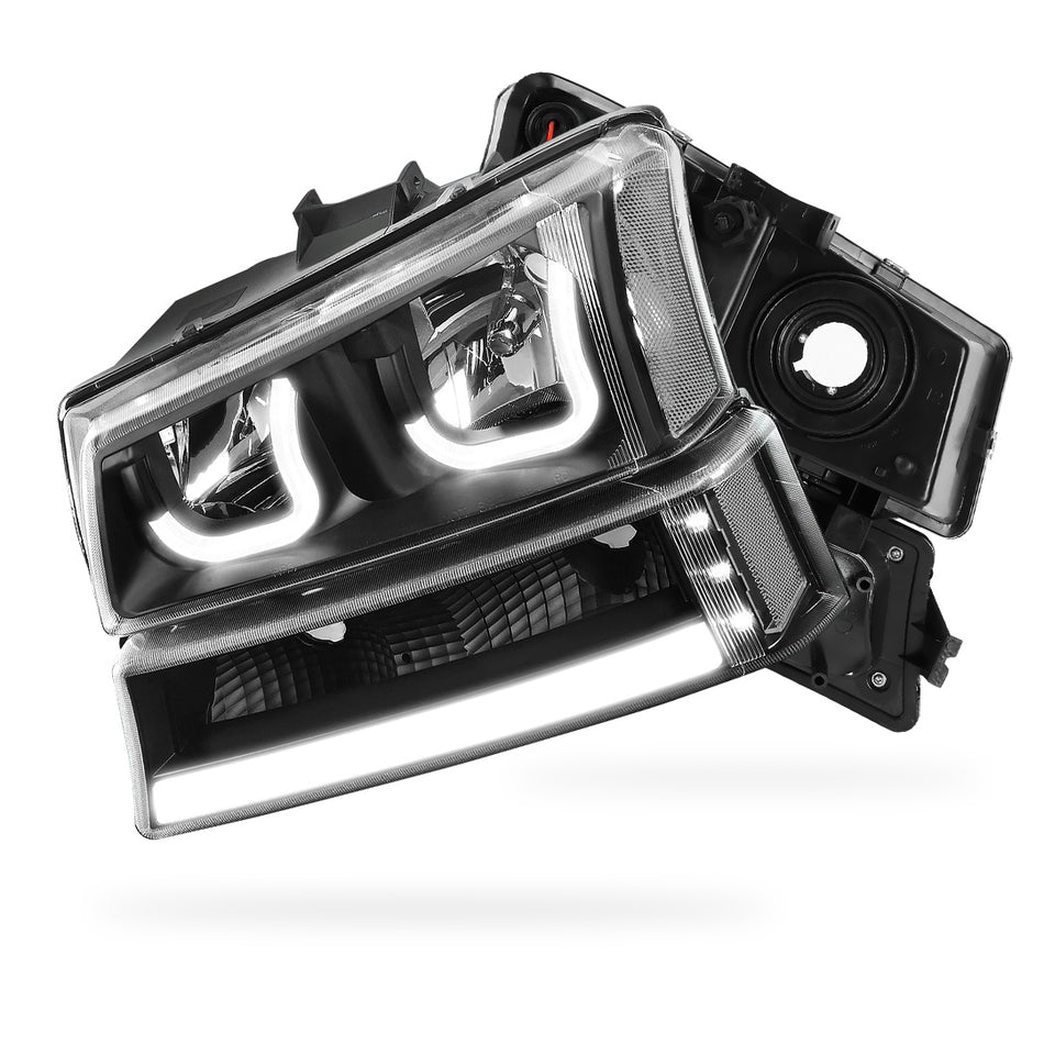 Chevrolet Silverado 2500 HD LS / LT (2003 - 2006) J-Halo LED DRL Headlights LH + RH