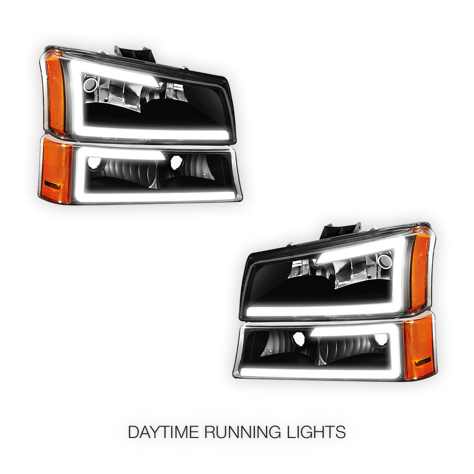 Chevrolet Avalanche 1500 LS / LT (2003 - 2006) LED DRL Bar Headlights LH + RH
