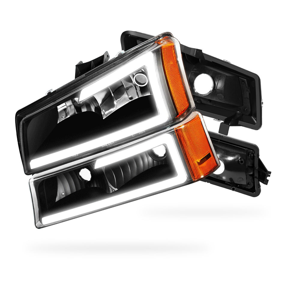 Chevrolet Avalanche 1500 LS / LT (2003 - 2006) LED DRL Bar Headlights LH + RH
