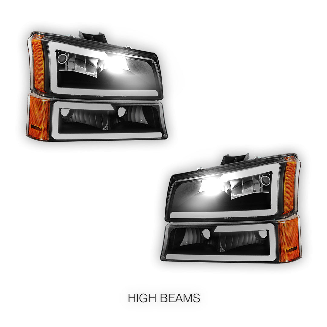 Chevrolet Avalanche 1500 LS / LT (2003 - 2006) LED DRL Bar Headlights LH + RH