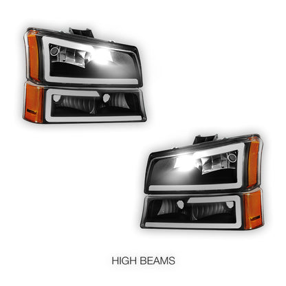 Chevrolet Avalanche 1500 LS / LT (2003 - 2006) LED DRL Bar Headlights LH + RH