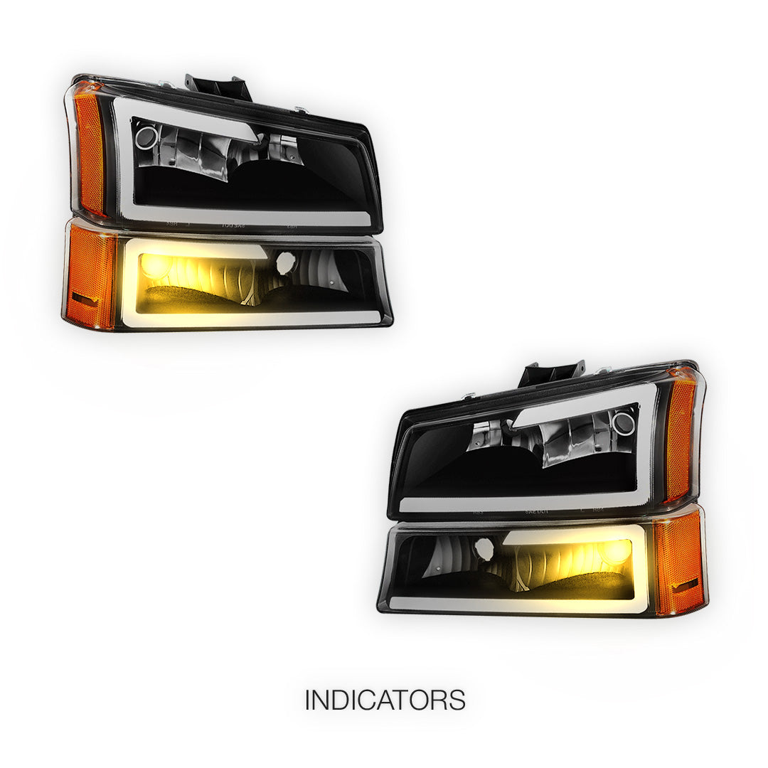 Chevrolet Avalanche 1500 LS / LT (2003 - 2006) LED DRL Bar Headlights LH + RH