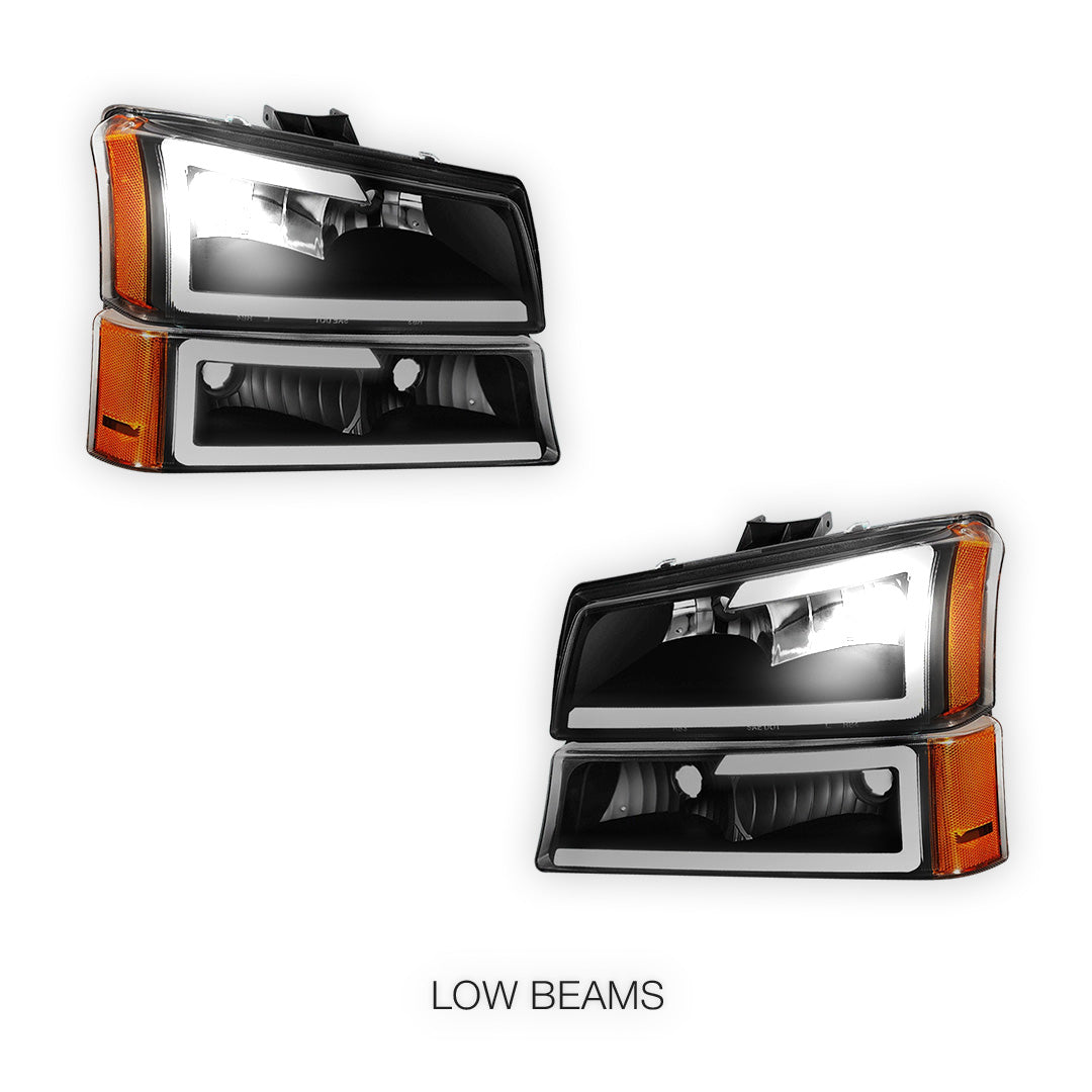 Chevrolet Avalanche 1500 LS / LT (2003 - 2006) LED DRL Bar Headlights LH + RH