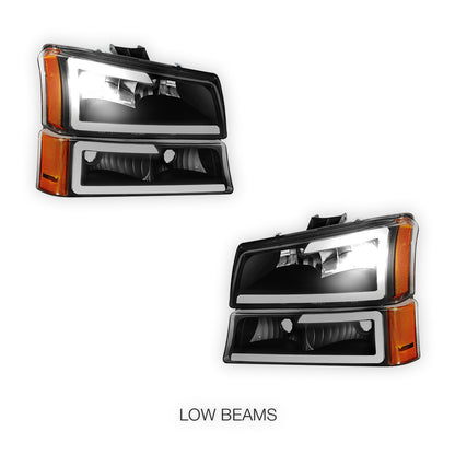 Chevrolet Avalanche 1500 LS / LT (2003 - 2006) LED DRL Bar Headlights LH + RH