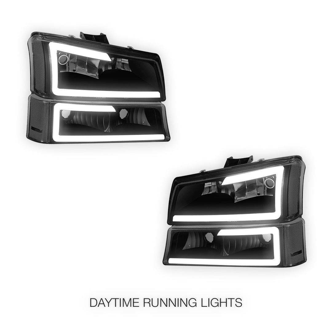 Chevrolet Avalanche 1500 LS / LT (2003 - 2006) LED DRL Bar Headlights LH + RH