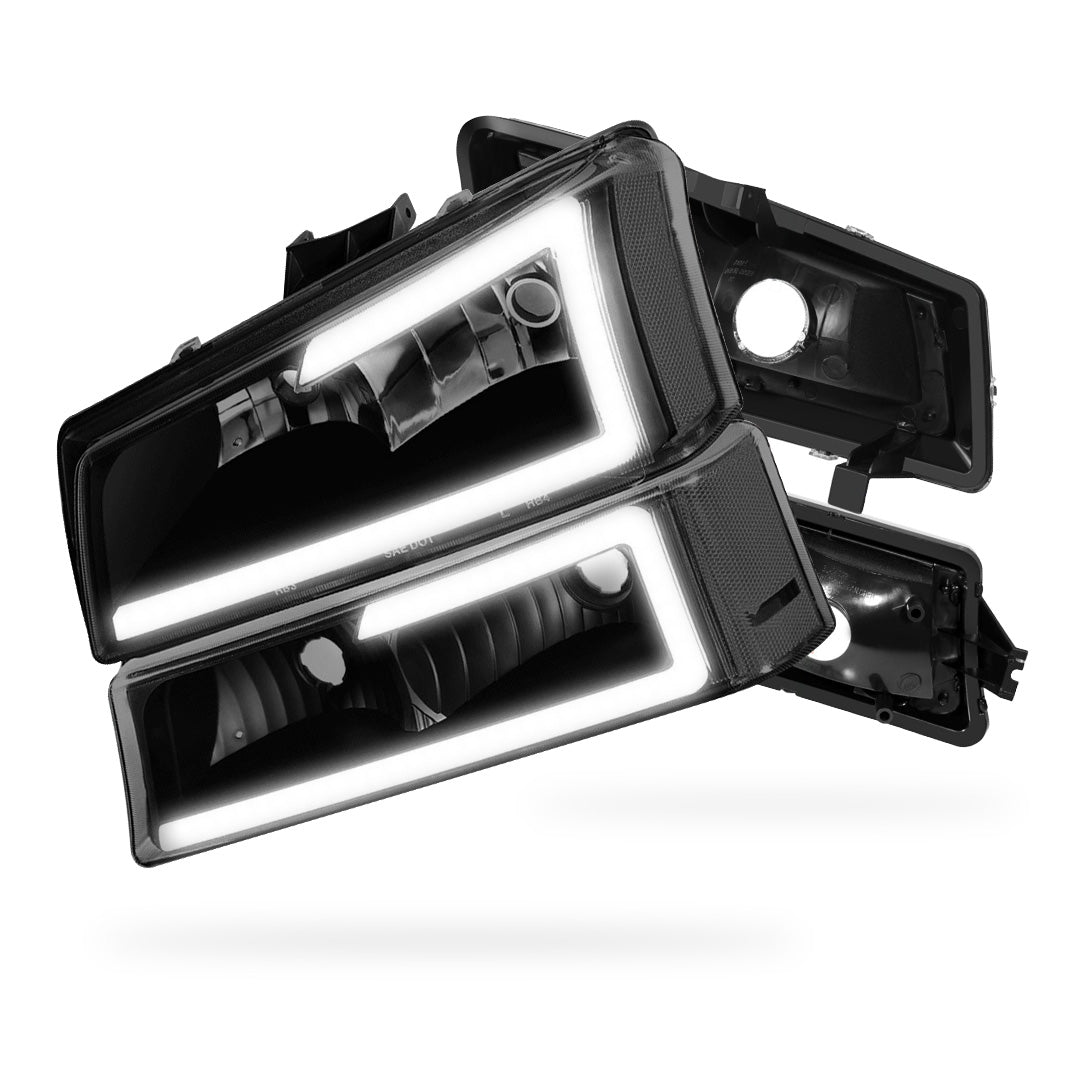 Chevrolet Avalanche 1500 LS / LT (2003 - 2006) LED DRL Bar Headlights LH + RH