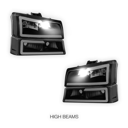 Chevrolet Avalanche 1500 LS / LT (2003 - 2006) LED DRL Bar Headlights LH + RH