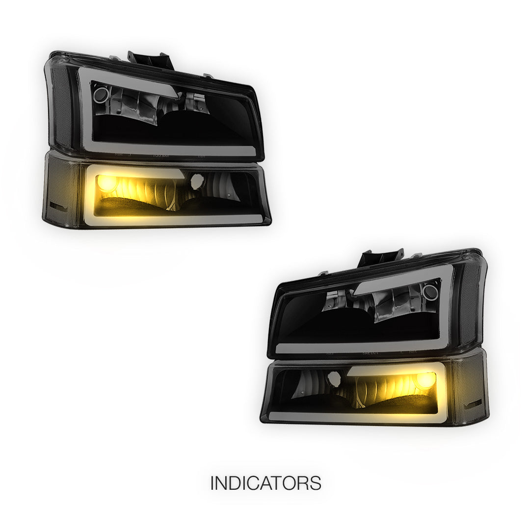 Chevrolet Avalanche 1500 LS / LT (2003 - 2006) LED DRL Bar Headlights LH + RH