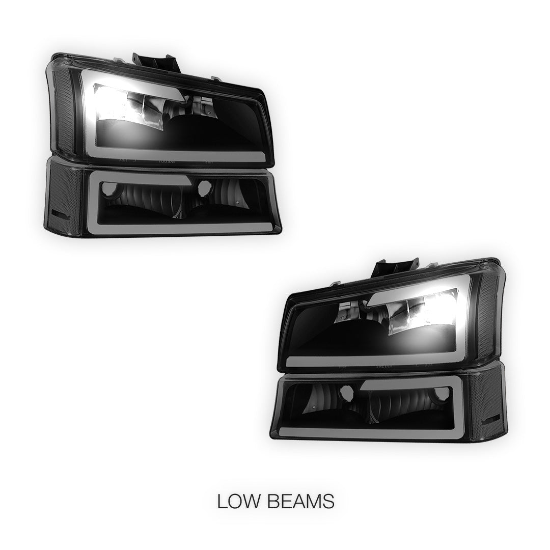 Chevrolet Avalanche 1500 LS / LT (2003 - 2006) LED DRL Bar Headlights LH + RH