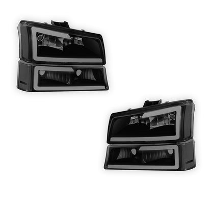 Chevrolet Avalanche 1500 LS / LT (2003 - 2006) LED DRL Bar Headlights LH + RH