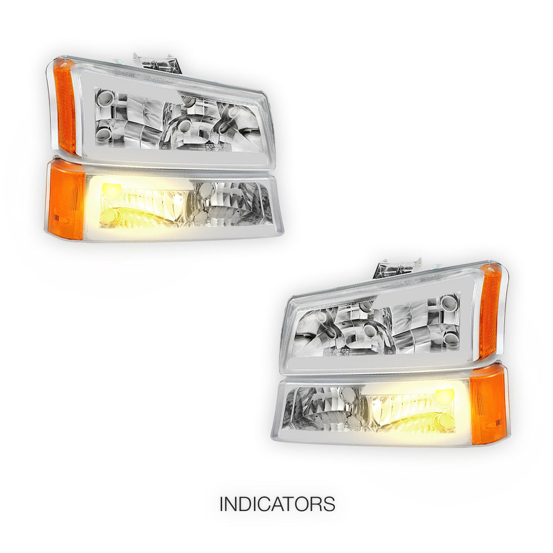 Chevrolet Avalanche 1500 LS / LT (2003 - 2006) LED DRL Bar Headlights LH + RH