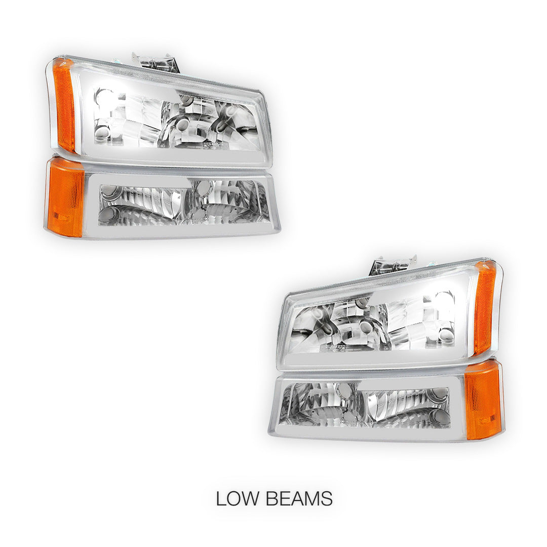 Chevrolet Avalanche 1500 LS / LT (2003 - 2006) LED DRL Bar Headlights LH + RH