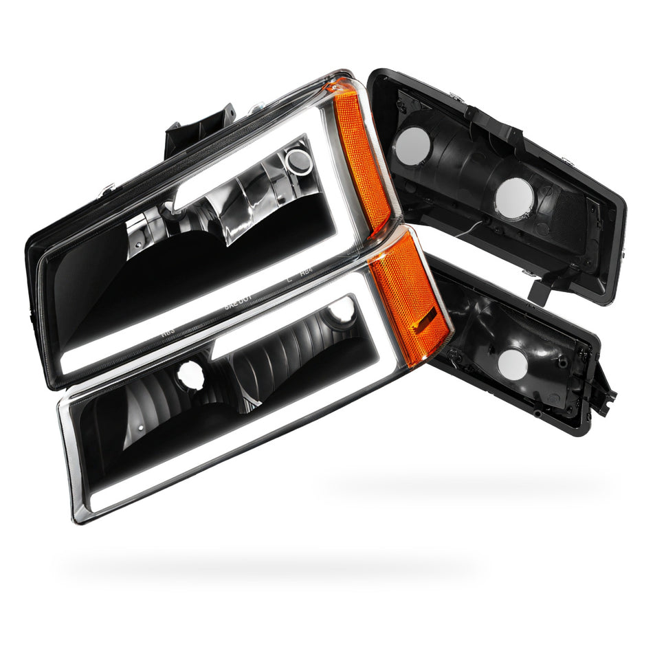 Chevrolet Silverado 1500 LS / LT / SS (2003 - 2006) LED DRL Bar Headlights LH + RH