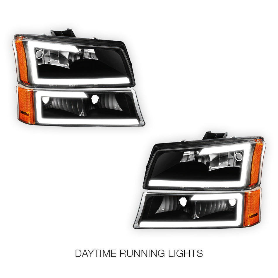 Chevrolet Silverado 1500 LS / LT / SS (2003 - 2006) LED DRL Bar Headlights LH + RH