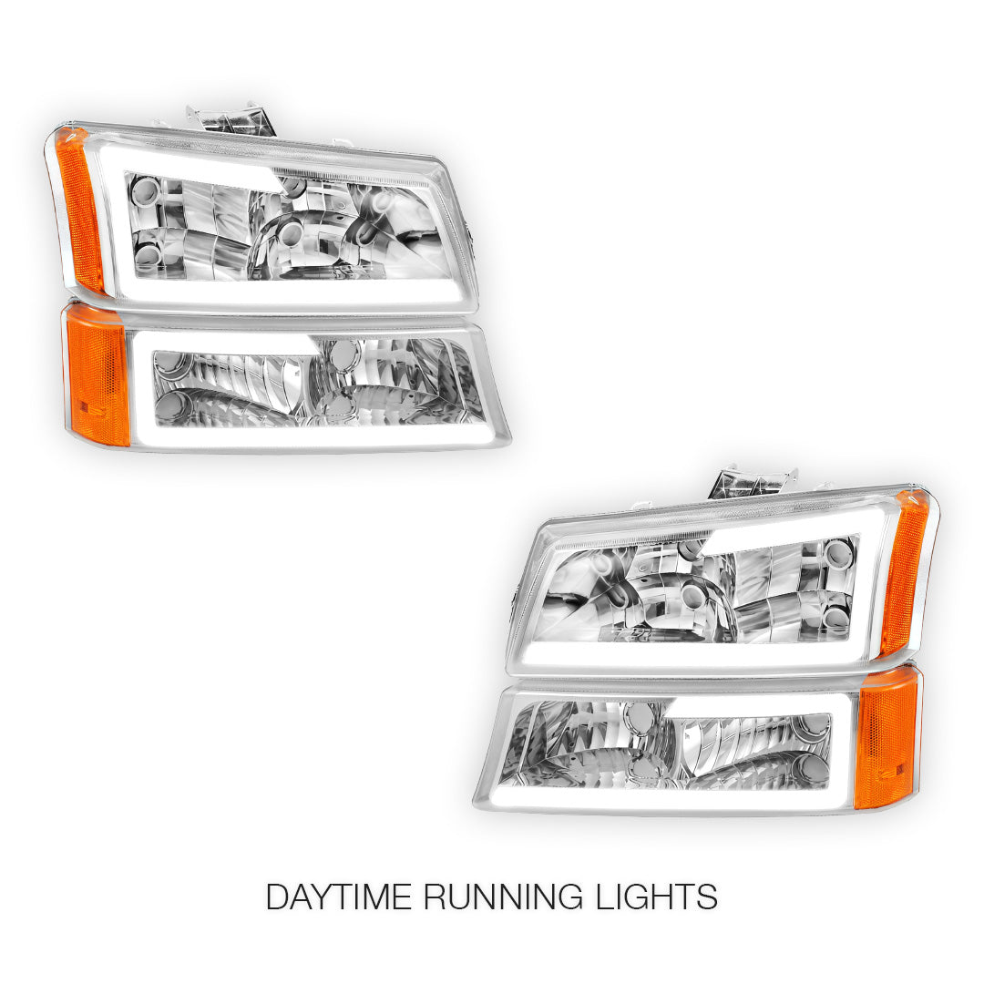 Chevrolet Silverado 1500 LS / LT / SS (2003 - 2006) LED DRL Bar Headlights LH + RH