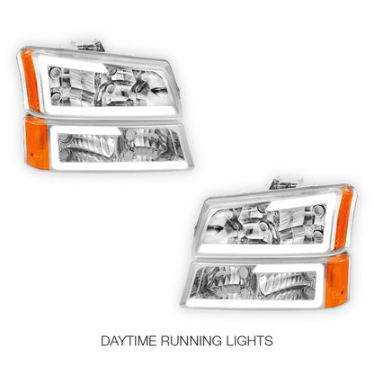 Chevrolet Silverado 1500 LS / LT / SS (2003 - 2006) LED DRL Bar Headlights LH + RH
