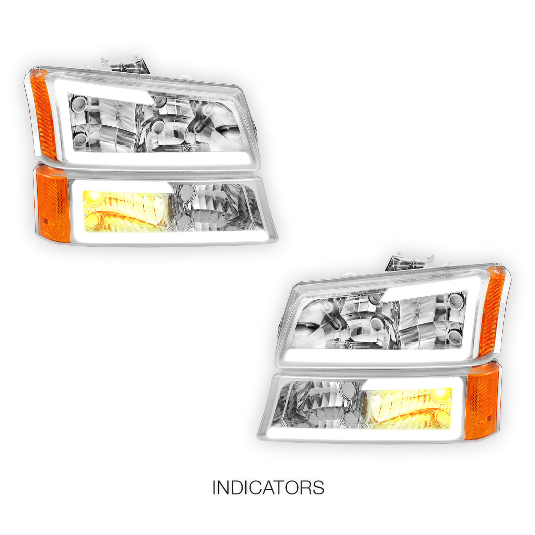 Chevrolet Silverado 1500 LS / LT / SS (2003 - 2006) LED DRL Bar Headlights LH + RH