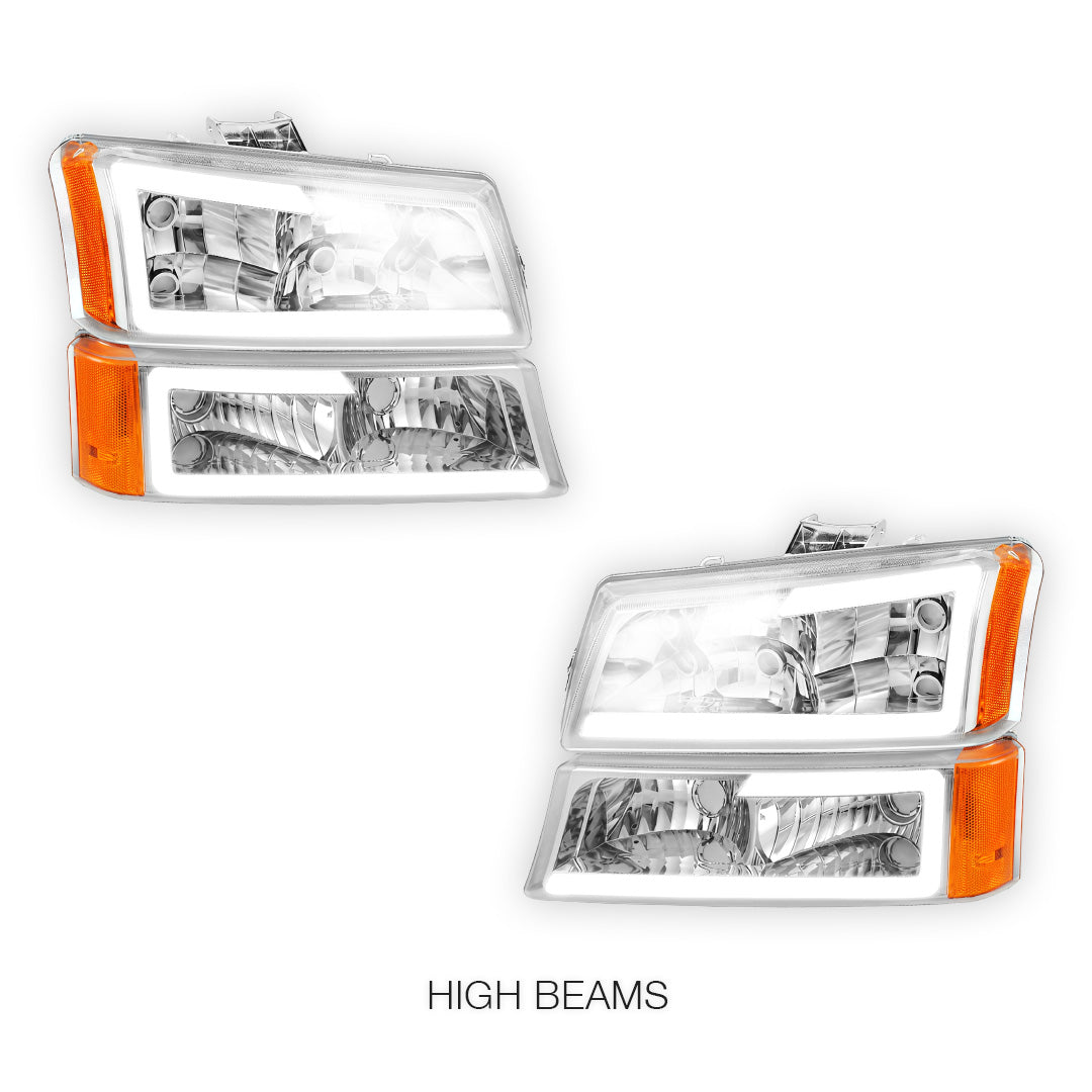 Chevrolet Silverado 1500 LS / LT / SS (2003 - 2006) LED DRL Bar Headlights LH + RH