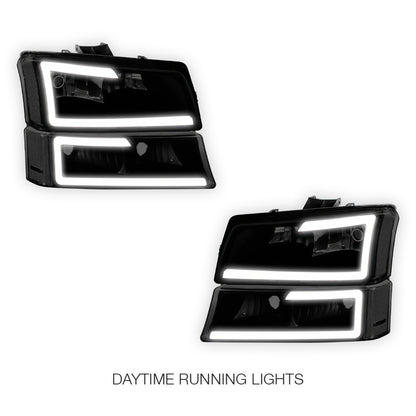 Chevrolet Silverado 1500 LS / LT / SS (2003 - 2006) LED DRL Bar Headlights LH + RH