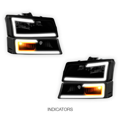 Chevrolet Silverado 1500 LS / LT / SS (2003 - 2006) LED DRL Bar Headlights LH + RH