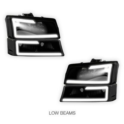 Chevrolet Silverado 1500 LS / LT / SS (2003 - 2006) LED DRL Bar Headlights LH + RH