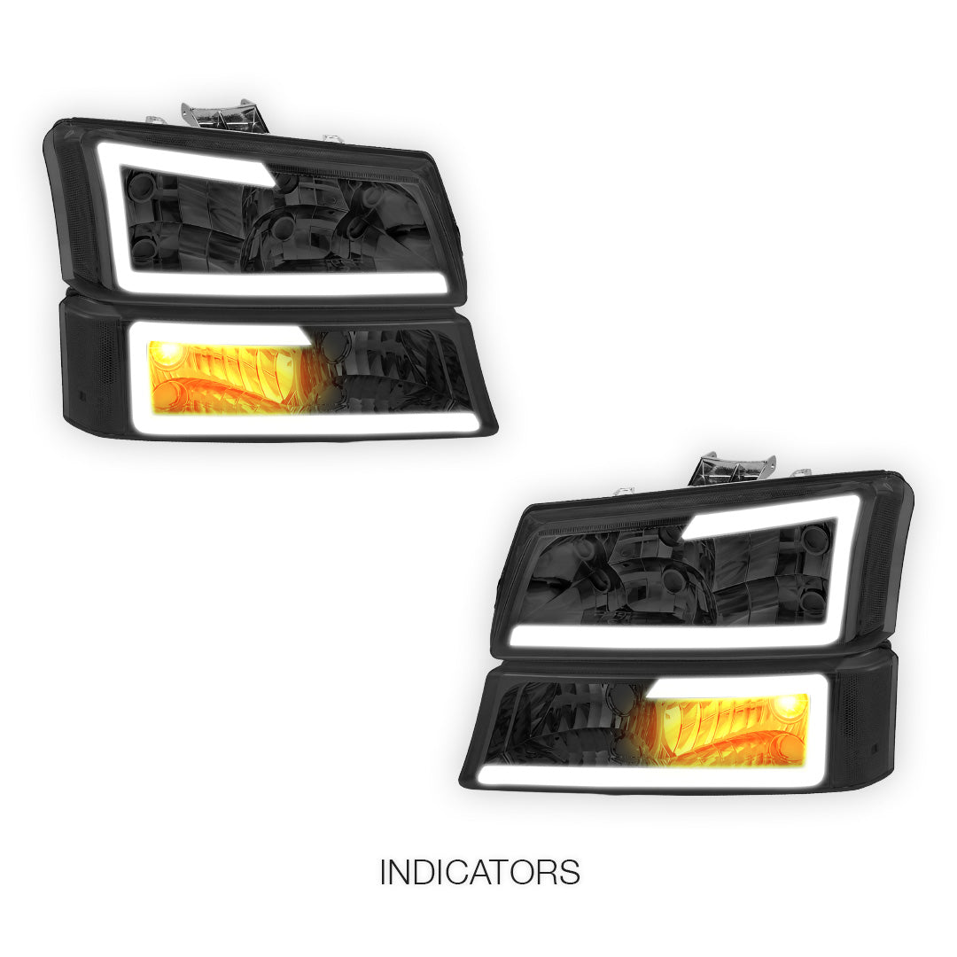 Chevrolet Silverado 1500 LS / LT / SS (2003 - 2006) LED DRL Bar Headlights LH + RH