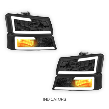 Chevrolet Silverado 1500 LS / LT / SS (2003 - 2006) LED DRL Bar Headlights LH + RH