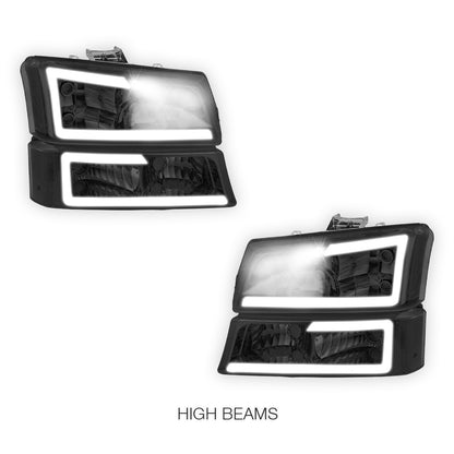 Chevrolet Silverado 1500 LS / LT / SS (2003 - 2006) LED DRL Bar Headlights LH + RH