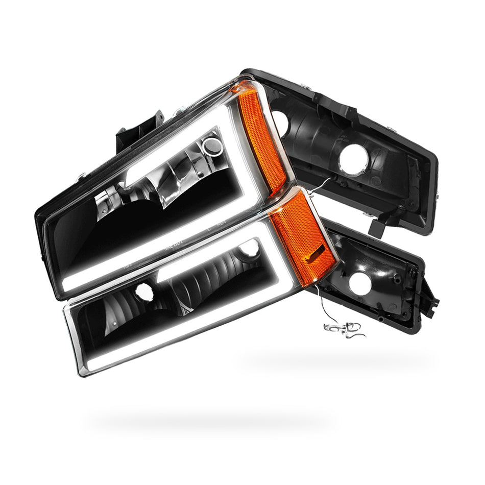 Chevrolet Silverado 2500 LS / LT (2003 - 2006) LED DRL Bar Headlights LH + RH