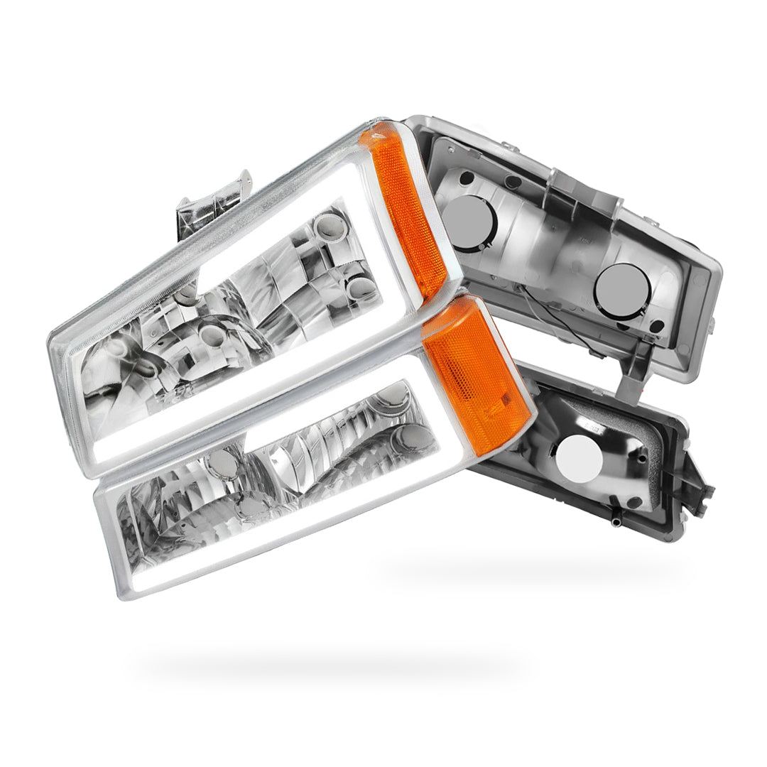 Chevrolet Silverado 2500 LS / LT (2003 - 2006) LED DRL Bar Headlights LH + RH
