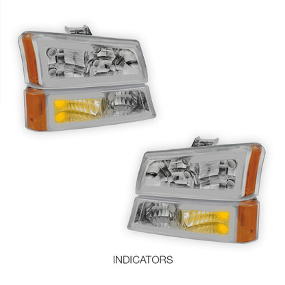 Chevrolet Silverado 2500 LS / LT (2003 - 2006) LED DRL Bar Headlights LH + RH