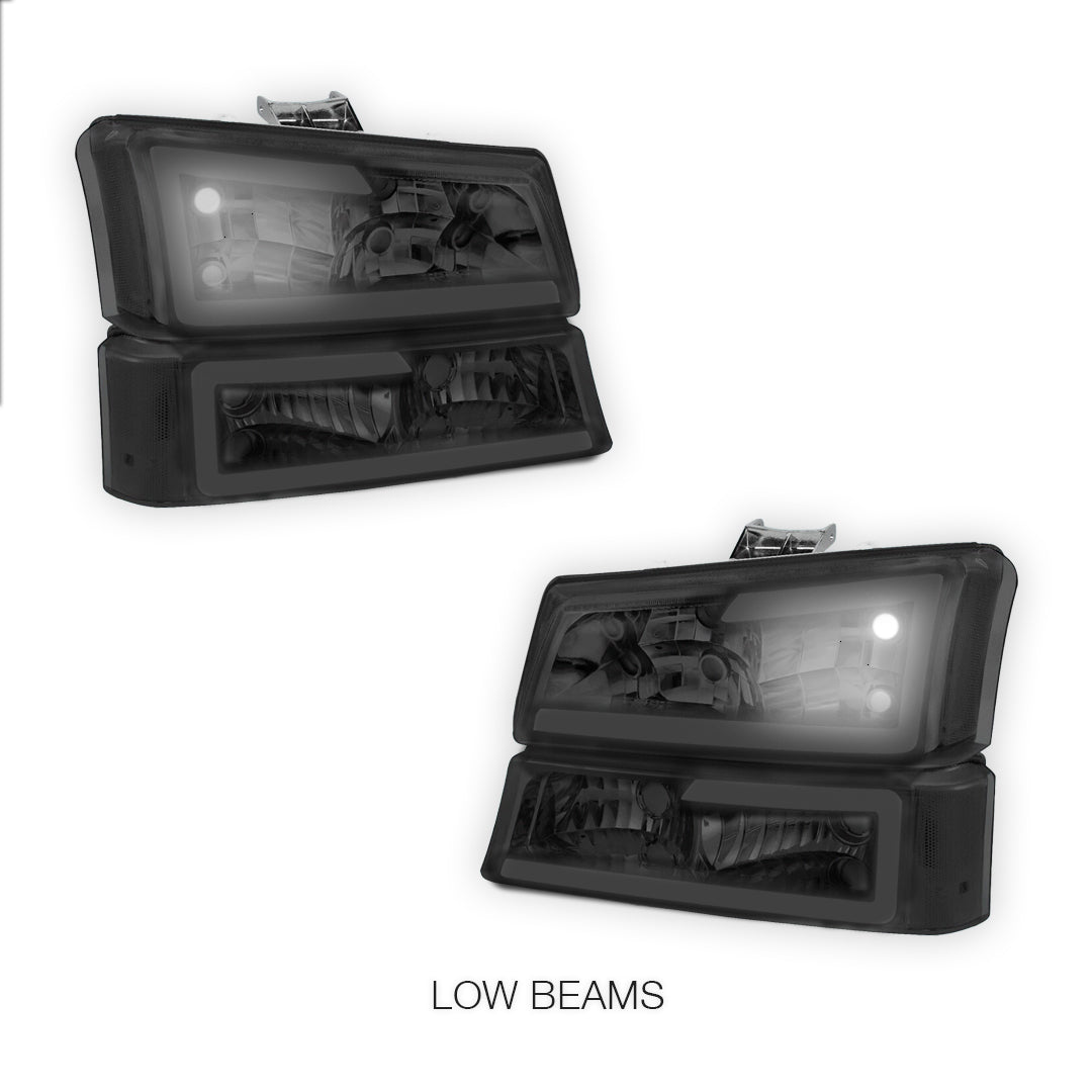 Chevrolet Silverado 2500 LS / LT (2003 - 2006) LED DRL Bar Headlights LH + RH