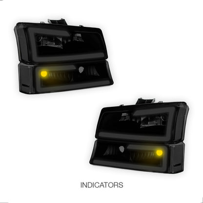 Chevrolet Silverado 2500 LS / LT (2003 - 2006) LED DRL Bar Headlights LH + RH