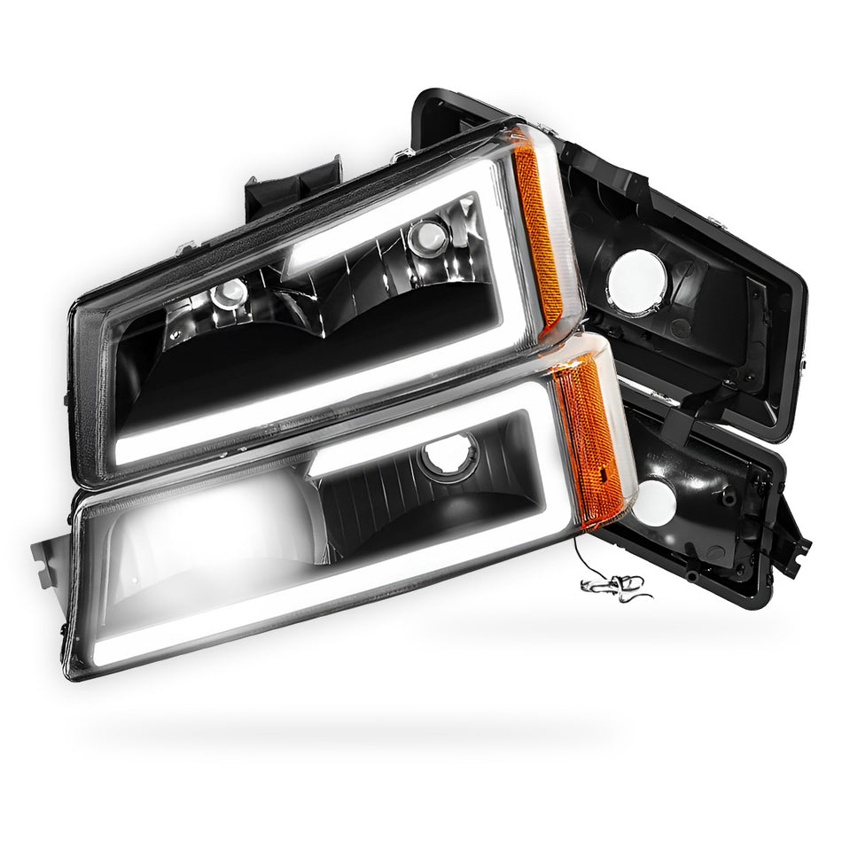 Chevrolet Silverado 3500 LS / LT (2003 - 2006) LED DRL Bar Headlights LH + RH
